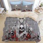 Fille elfe crane horreur tenant crane th��me de petite fille magie d'horreurhousse de couette en microfibre ...