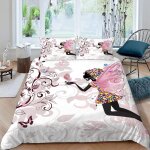Fille papillon housse de couette x imprim�� d rose fleuri parure de lit personnes ado fille enfants microfibre ...