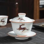 Filles a thé en porcelaine rouge motif cuir chevelu bambbo trans ai gaiwan kungfu, tasse a thé infuseur, ... Filles a thé en porcelaine rouge motif cuir chevelu bambbo trans ai gaiwan kungfu, tasse a thé infuseur, ...