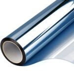Film pour vitrage miroir sans tain, thermique et anti - uv, 90x1000 cm, bleu argent�