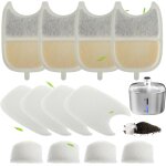 Filtres pour fontaine a chat, lot de 4 filtres a charbon et 4 filtres mousse filtre de rechange avec ...