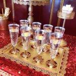 Fltes a champagne premium en plastique rose dor, 24 pices, verres a bordure transparente et dure, ...