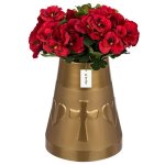 Flacon vase bougie coeur cimetire dor 26. 5x21 cm composition pour une tombe