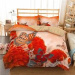 Fleur housse de couette avec taie d'oreiller xcm, jardin floral papillonromantique femme parures de lit ...