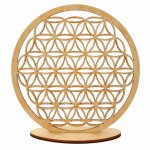 Fleur de vie en bois � poser avec socle