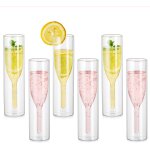 Fl�tes champagne double paroi en verre borosilicate ¿ 6 pcs
