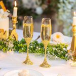 Fl�tes a champagne mariage grav�es avec strass ¿ lot de 2