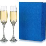Fl�tes a champagne mariage grav�es avec strass ¿ lot de 2