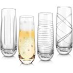Fl�tes a champagne sans pied en verre grav� 4 motifs