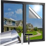 Folie de fen�tre autocollante blackout effet miroir v�nitien 60 x 200 cm film pet noir occultation compl�te ...