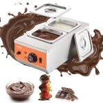 Fondoir � chocolat - vevor - temp�reuse � chocolat en inox 800 w 2 cuves de 1, 5 l