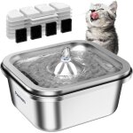 Fontaine a eau pour chat en acier inoxydable : fontaine a eau pour animaux domestiques de 4 l, bol d'eau ...