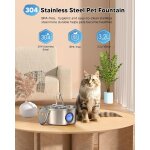 Fontaine a eau chat inox, 3. 2l distributeur avec fenêtre transparente, fontaine chat avec bol amovible ... Fontaine a eau chat inox, 3. 2l distributeur avec fenêtre transparente, fontaine chat avec bol amovible ...