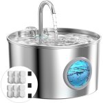 Fontaine a eau chat inox: avec 6 filtres + 3 eponges - 2, 2l fontaine a eau pour chat - distributeur ...