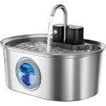 Fontaine a eau sans fil pour chat 3, 2 l u2013 inox, a piles, avec capteur de mouvement, pompe silencieuse, ... Fontaine a eau sans fil pour chat 3, 2 l u2013 inox, a piles, avec capteur de mouvement, pompe silencieuse, ...