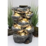 Fontaine d'int�rieur et de jardin - cascade6 - gris - eclairage led - polyr�sine - ensemble complet