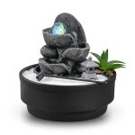 Fontaine d'intérieur jardin zen résine grise décor en relief - h21cm Fontaine d'intérieur jardin zen résine grise décor en relief - h21cm