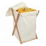 Foppapedretti angel panier � linge rectangulaire h�tre, coton, plastique, contre - plaqu� beige et noir ...