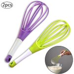 Fouet, 2 pices fouet a oeufs fouet rotatif multifonctionnel fouet en plastique fouet a coquetiers pour ...