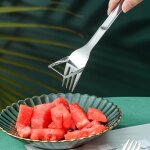 Fourchette a fruits portable coupe pastèque en acier inoxydable, couteau a trancher ménage cuisine gadgets ... Fourchette a fruits portable coupe pastèque en acier inoxydable, couteau a trancher ménage cuisine gadgets ...