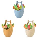 Fourchettes a fruits avec seau de stockage, 16 pi�ces, paille de bl�, snack g�teau, fourchettes du d�sert, ...