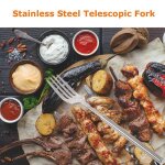 Fourchette tlescopique extensible en acier inoxydable, fourchette rtro pour barbecue, dessert quefruit, ...