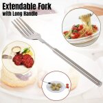 Fourchette tlescopique extensible en acier inoxydable, ustensile de cuisine rtro bbq quefruit dessert ...