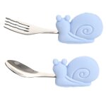 Fourchette violette - filles en silicone sans bpa pour enfants, conception'escargot, cuillre auto alimentatio ...