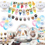 Fournitures de f�te anniversaire de chat, chat decoration vaisselle set - ballon chat anniversaire banni�re ...
