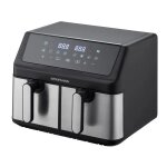 Friteuse sans huile - arthur martin - airfryer ampf9 - 2 cuves de 4, 5l - 2000w - affichage led
