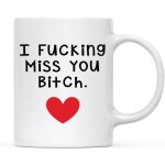 Funny coffee mug long distance best friend gift, i fucking miss you bitch, red heart graphic, 1 - pack, ...