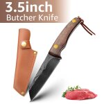 Avec de la gaine - couteau de boucher forgé a la main en acier a haute teneur en carbone, couperet a ... Avec de la gaine - couteau de boucher forgé a la main en acier a haute teneur en carbone, couperet a ...