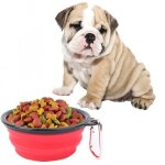 Gamelle animaux portable bol d'alimentation pliant en silicone eau feeder vaisselle puppy bowl voyage ...