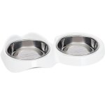 Gamelle pour chat - catit - pixi - 2 x 200ml - double - bols en acier inoxydable amovibles - blanc