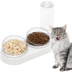 Gamelles pour chats, double gamelle chat sur�lev�e inclinable a 15bol pour chat avec bouteille gamelle ...