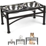 Gamelles chiens surleve avec 2 bols en inox de 0, 56l pour petit chien choit chat, porte - gamelles ...