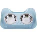 Gamelle double en acier inoxydable 2025 pour chiens et chats, avec systme anti - fuite