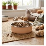 Gamelle pour nourriture et eau - eden - yums - inox 870 ml - beige - fond antid�rapant