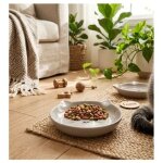 Gamelle ovale en c�ramique pour chat anti - stress taupe 230 ml