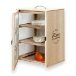 Garde manger grillag en bois acier - meuble de rangement colonne pour fromage, charcuterie, saucisson, ...