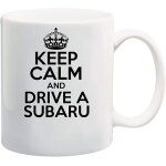Gardez votre calme et conduisez une tasse a caf� / th� en c�ramique blanche de 11 oz sur le th�me subaru ...