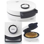 Gaufrier electrique blanc - 1000w - revtement antiadhsif - gaufres en forme de coeur - poigne isolante ...