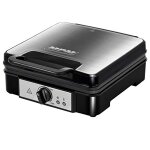 Gaufrier professionnel pour 4 gaufres belges épaisses plaques antiadhésives, 1200w, noir / argent, mpm, ... Gaufrier professionnel pour 4 gaufres belges épaisses plaques antiadhésives, 1200w, noir / argent, mpm, ...