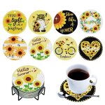 Gem art avec support, peinture de pierres pr�cieuses, tournesol cowijk pour boissons, porte - vase a ...