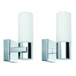 Gemini lot de 2 appliques de salle de bain verre & m�tal h16, 5cm