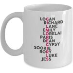 Gilmore girls cast coffee mug cup (blanc) logan rory lorelai citations cadeaux marchandises accessoires ...