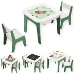 Ginger home table enfant 4 en 1 avec 2 chaises ¿ plateaux r�versibles, tableau noir & blocs type lego ...