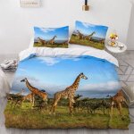 Girafe housse de couette x imprim�� d animal parure de lit personnes ado fille enfants microfibre literie ...