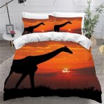 Girafe housse de couette x imprim�� d coucher de soleil animaux nature parure de lit personnes ado fille ...