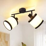 Glitzerlife plafonnier spot noir vintage 2 lampes led e14 orientable pour couloir, cuisine, chambre, ...